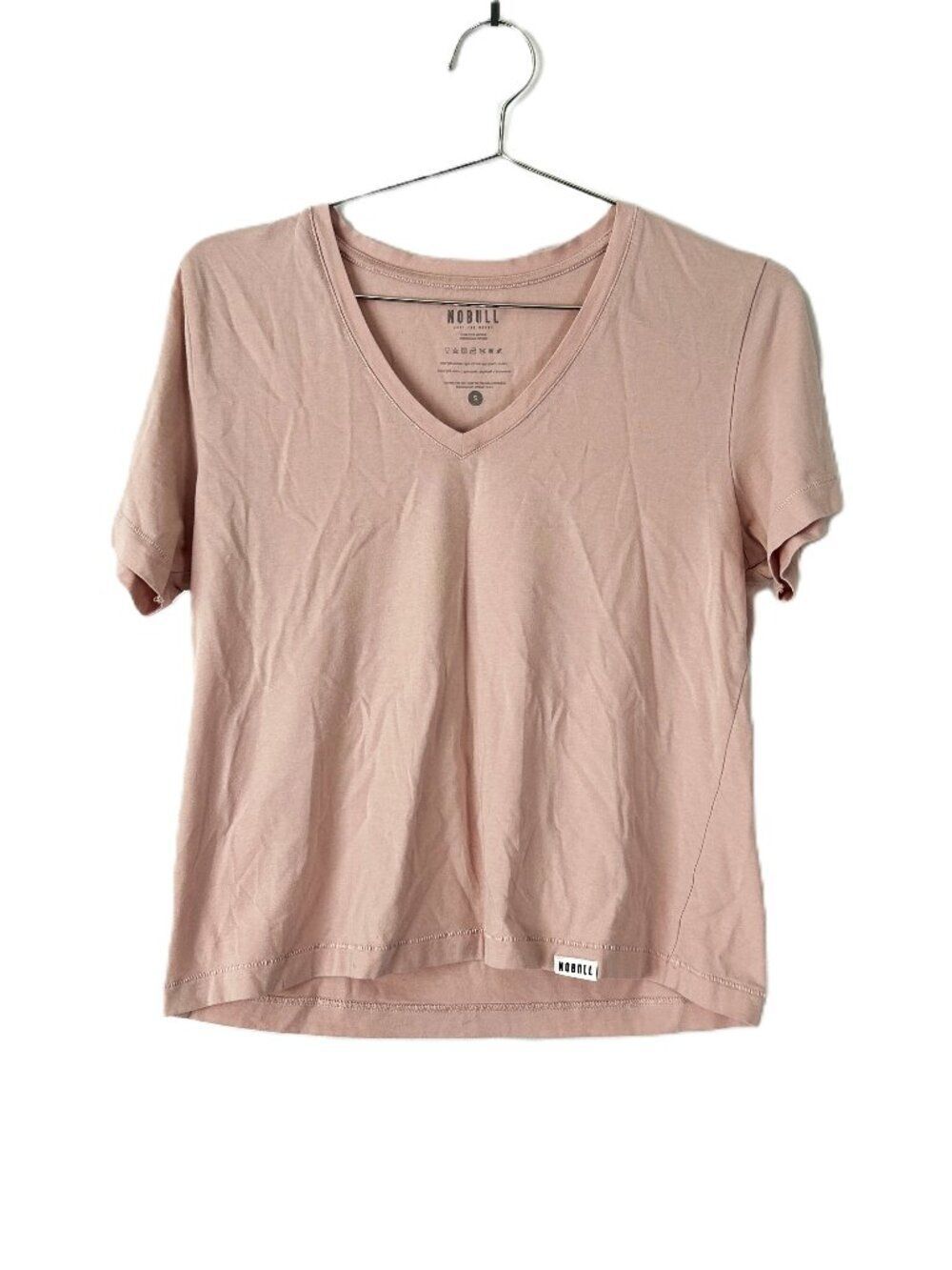 0384 NoBull Boxy V Neck T Shirt Pale Pink S